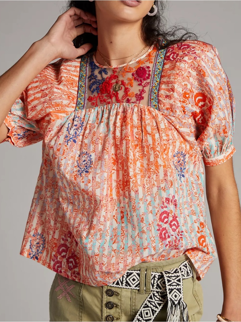 Veneet Bahl Anthropologie Hela Embroidered Blouse Size Small